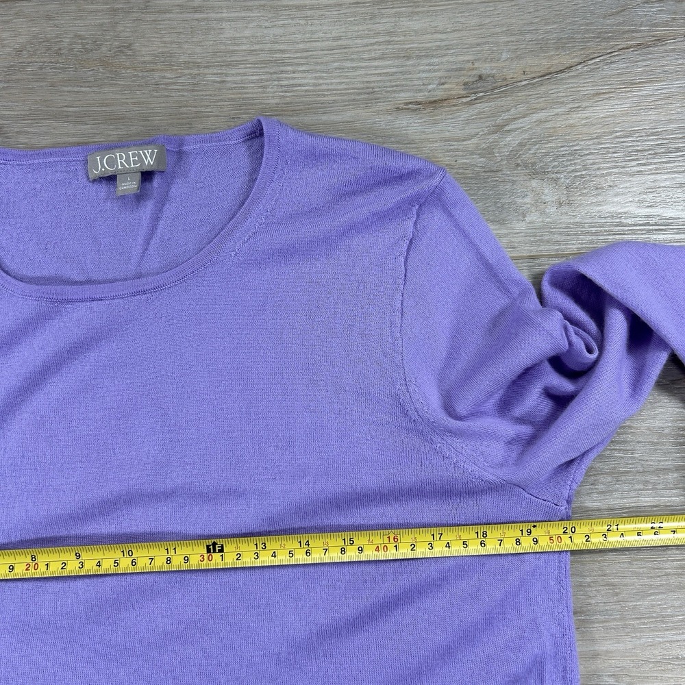 J. Crew Large Women Purple Merino Wool Long Sleeve Pullover Crew Neck Sweater - Picture 5 of 7